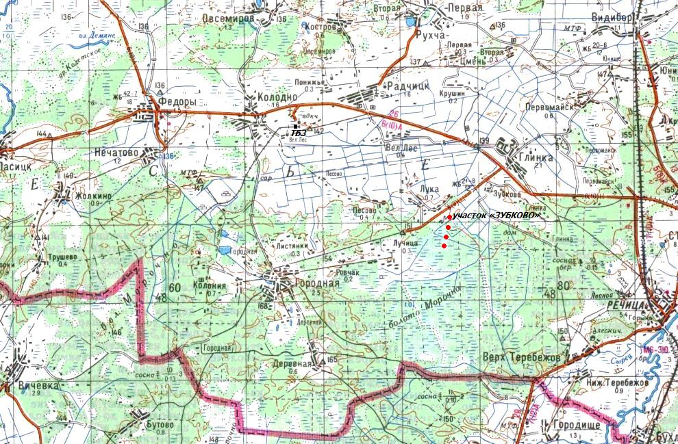 Узкоколейная железная дорога торфопредприятия «Глинка»  в Колодном  —  схемы и топографические карты