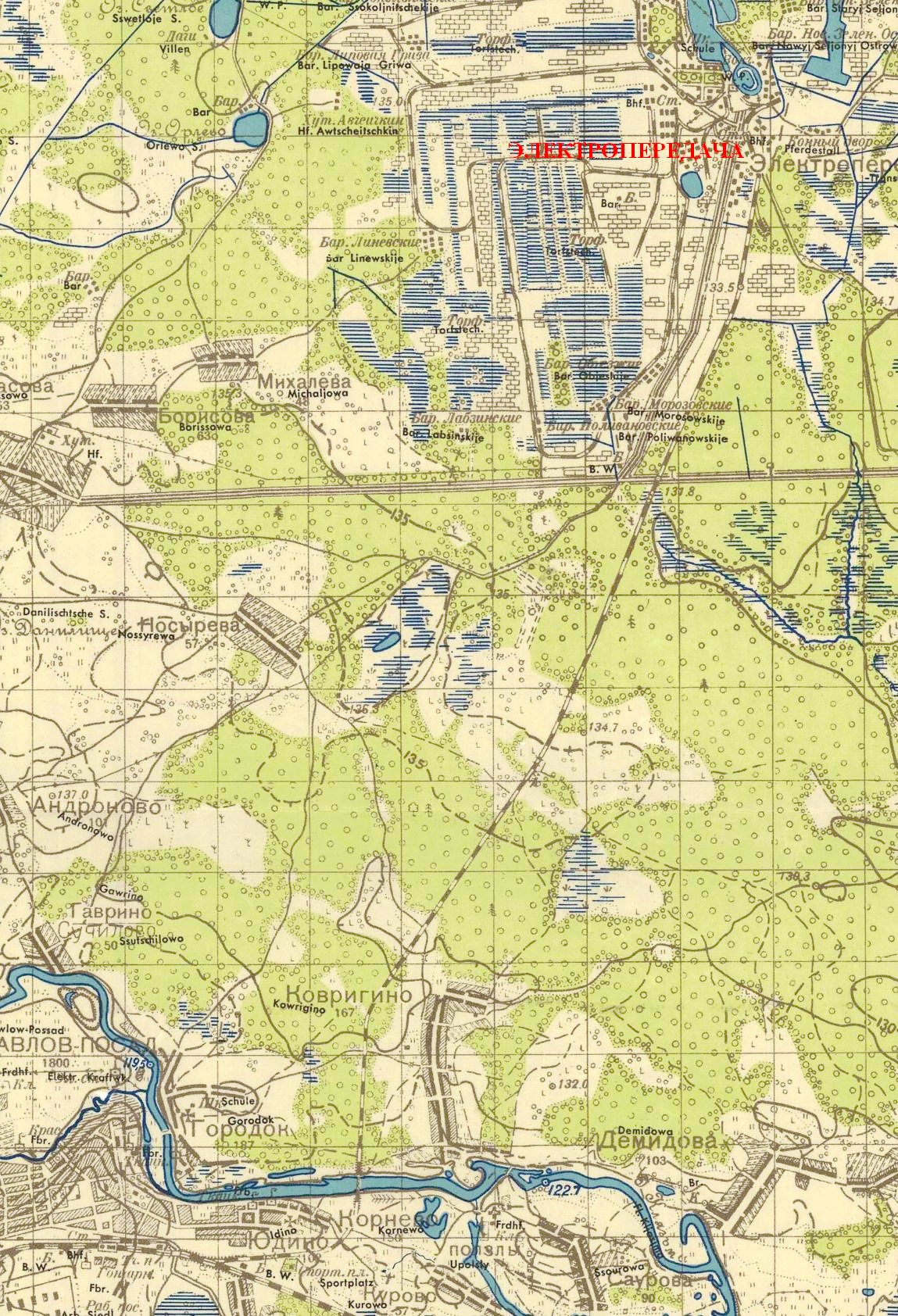 Железнодорожная линия Павловский Посад — Электрогорск  — схемы и   топографические карты