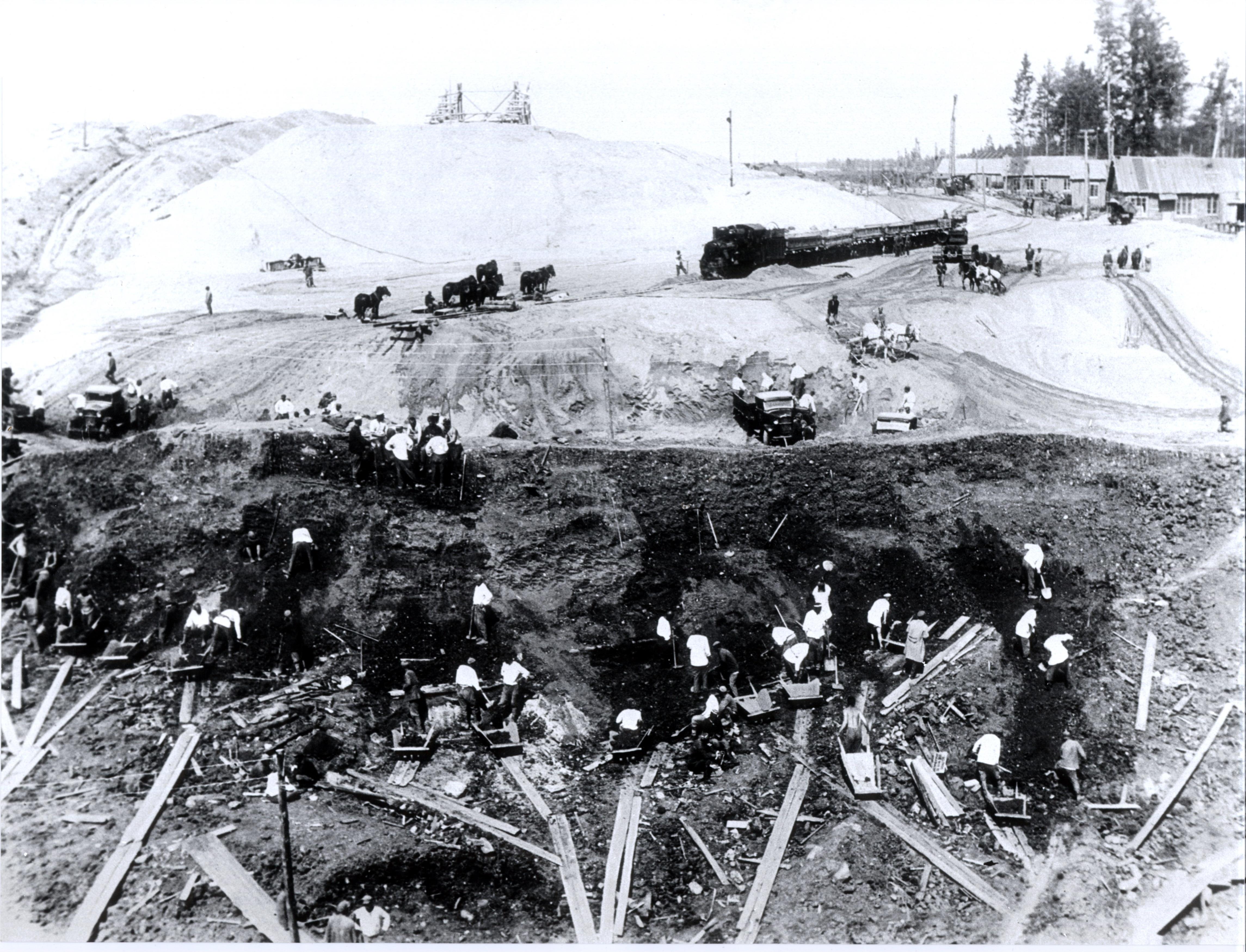 Узкоколейные железные дороги на стройплощадках канала Москва — Волга  —  исторические фотографии (часть 2)