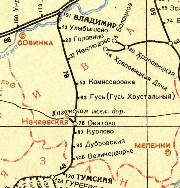 Железнодорожная линия Владимир — Тумская — схемы и топографические карты