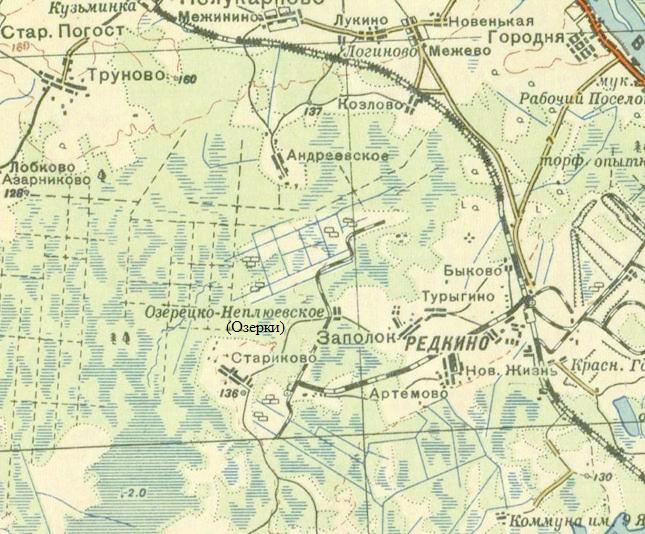Узкоколейная железная дорога Редкинского предприятия промышленного железнодорожного транспорта - схемы и топографические карты
