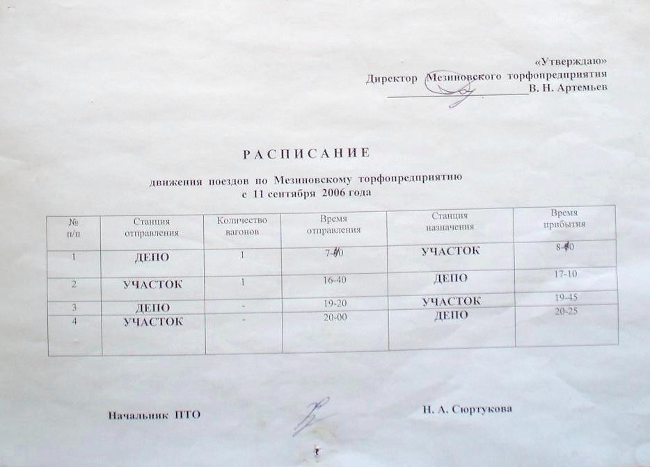 Узкоколейная железная дорога Гусевского предприятия промышленного железнодорожного транспорта —  расписания движения поездов