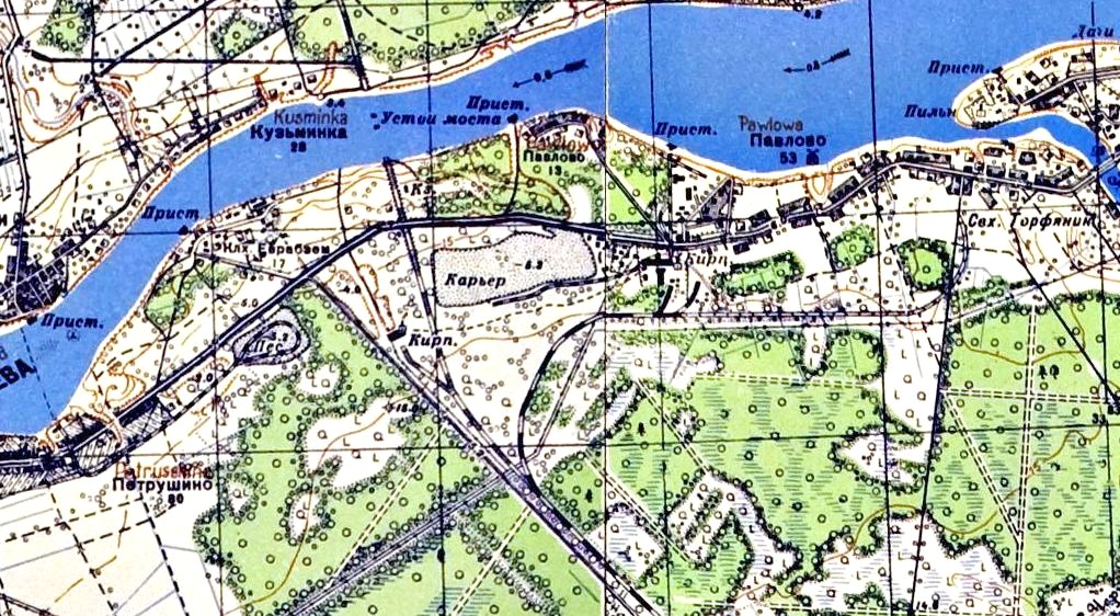 Узкоколейная железная дорога Павловского завода строительных материалов  — схемы и топографические карты