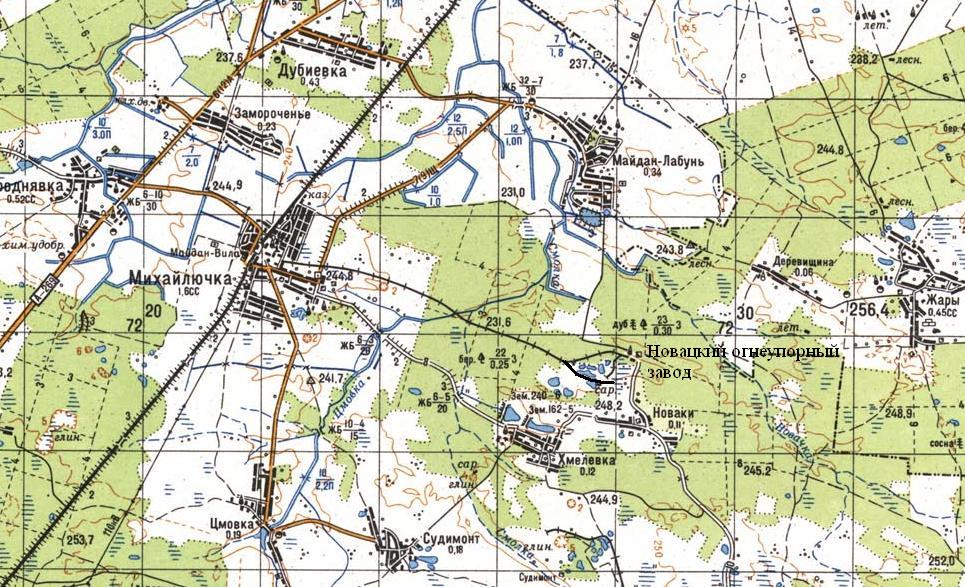 Узкоколейная железная дорога Майдан-Вильского комбината огнеупоров - схемы и топографические карты