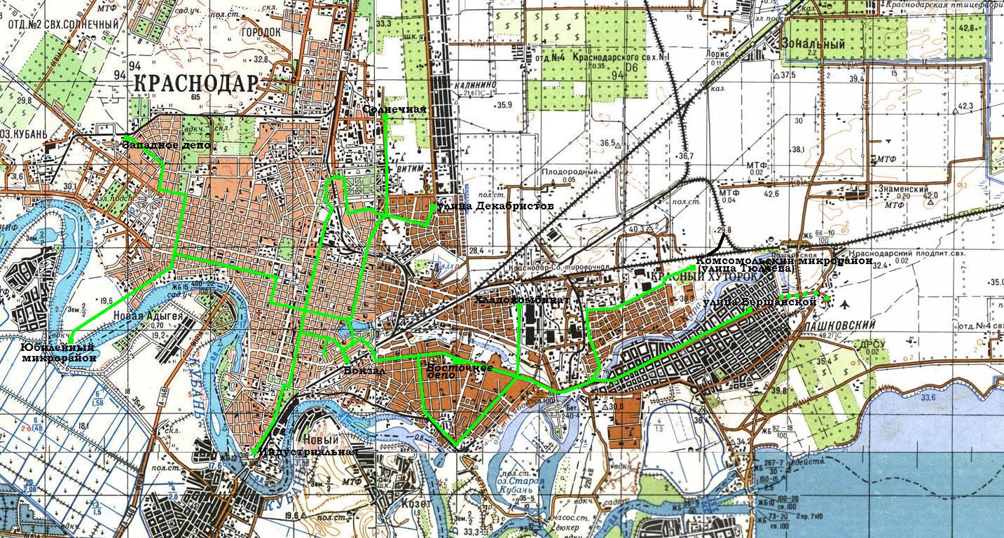 Краснодарский трамвай —  схемы и топографические карты