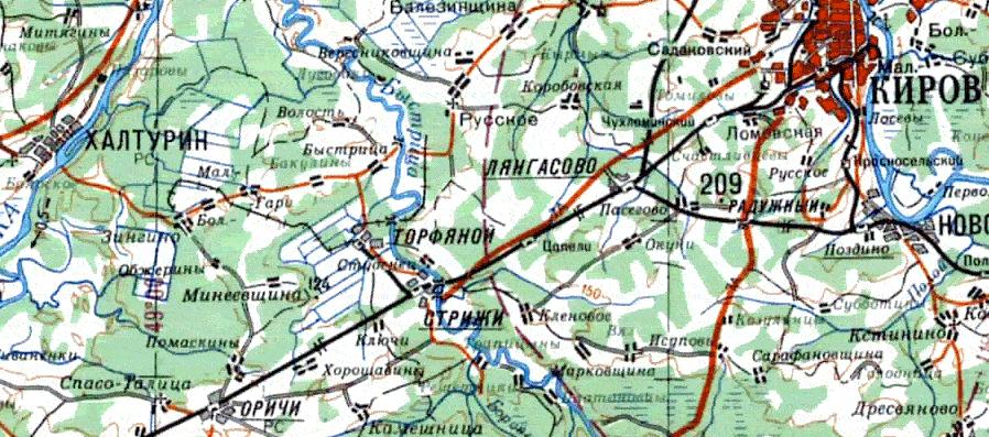 Узкоколейная железная дорога  Оричевского торфопредприятия — схемы и топографические карты