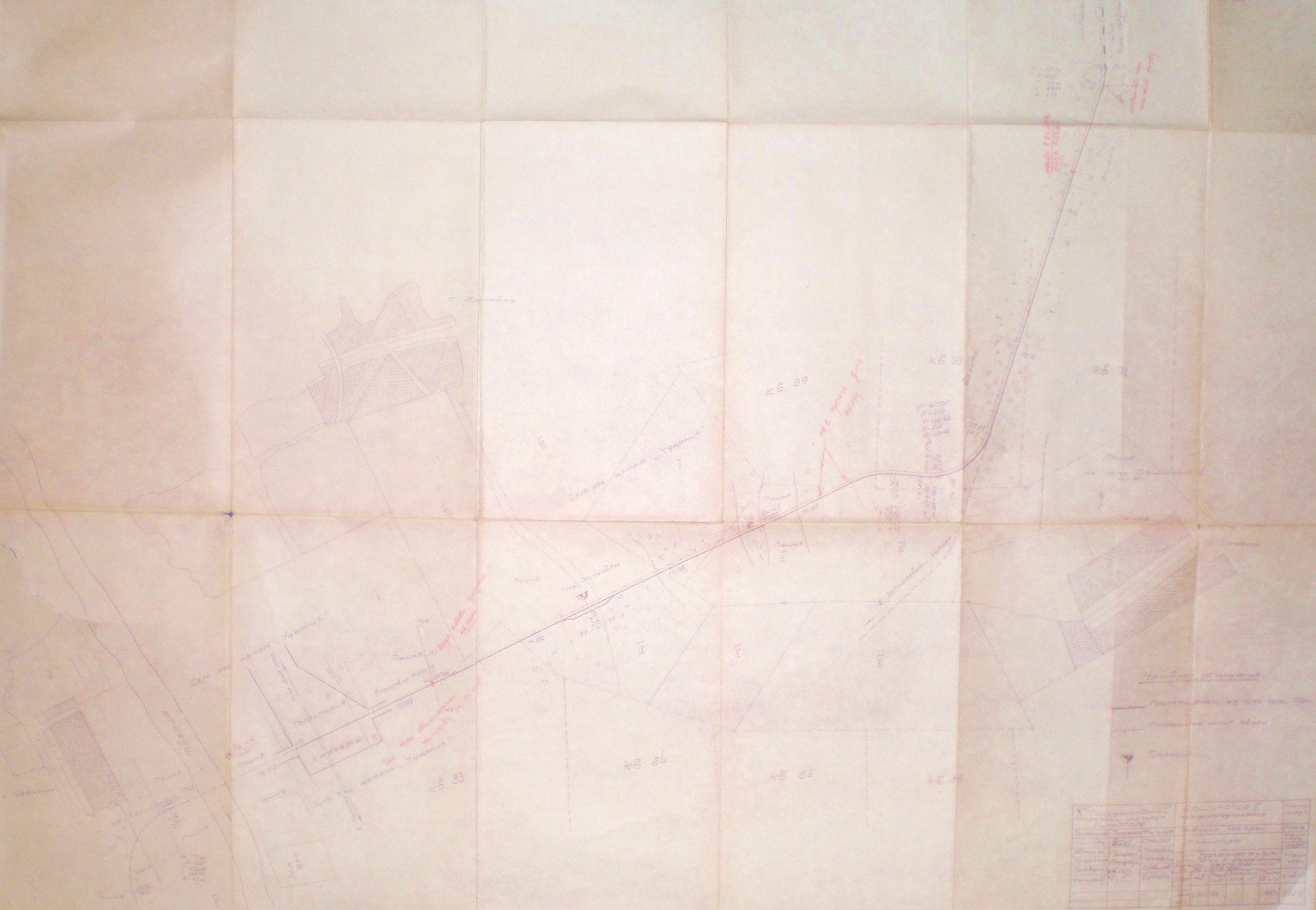 Узкоколейная железная дорога Васильевского предприятия промышленного железнодорожного транспорта — схема участка Озёрный  — Калининская ТЭЦ (проект 1957 года)