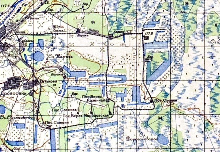 Узкоколейная железная дорога Орехово-Зуевского хозяйства железнодорожного транспорта - схемы и топографические карты