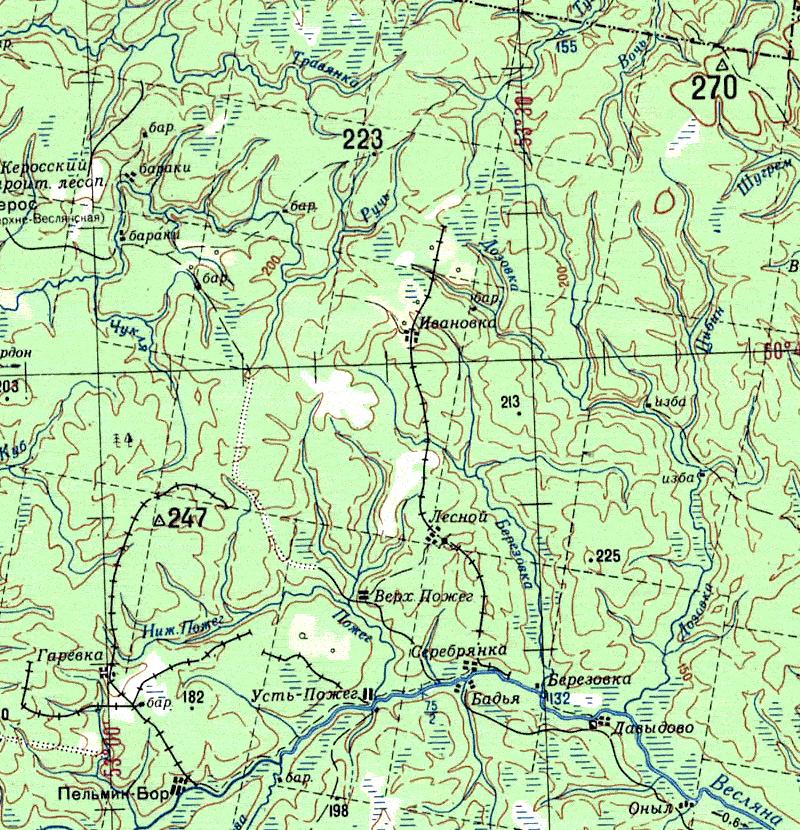 Берёзовская узкоколейная железная дорога - схемы и  топографические карты