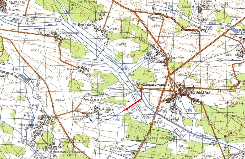 Узкоколейная железная дорога Лопатинского торфобрикетного завода
   —   схемы и топографические карты