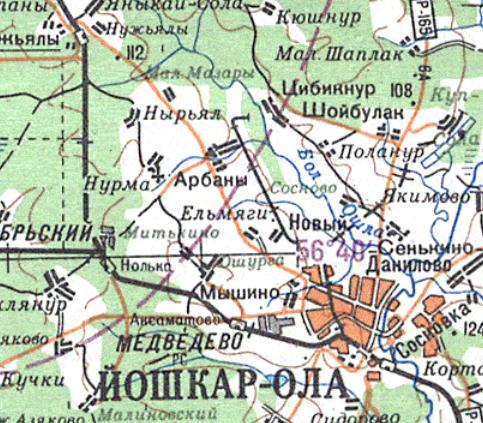 Узкоколейная железная дорога Арбанского торфопредприятия - схемы и топографические карты