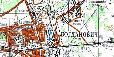 Узкоколейная железная дорога Богдановичского шпалопропиточного завода — схемы и топографические карты