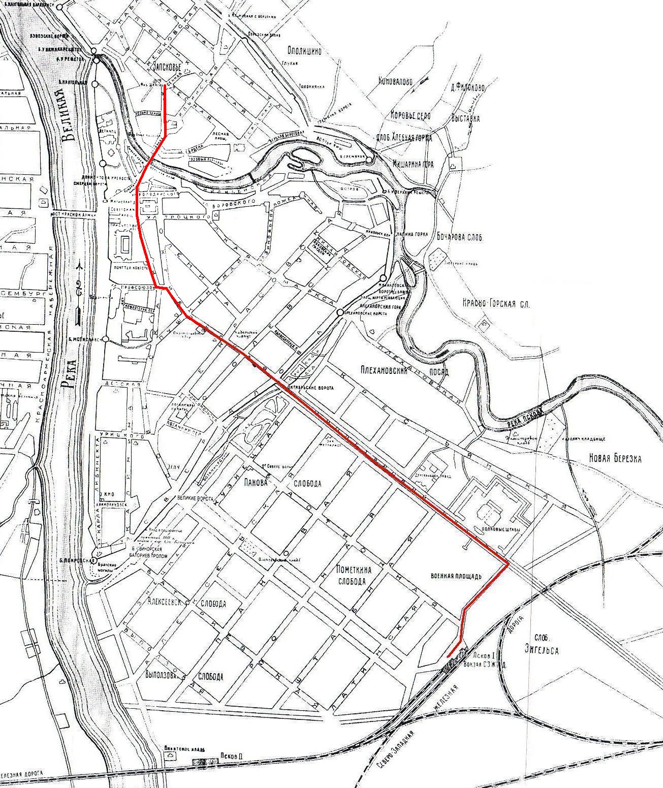 Псковский трамвай  — схемы линий