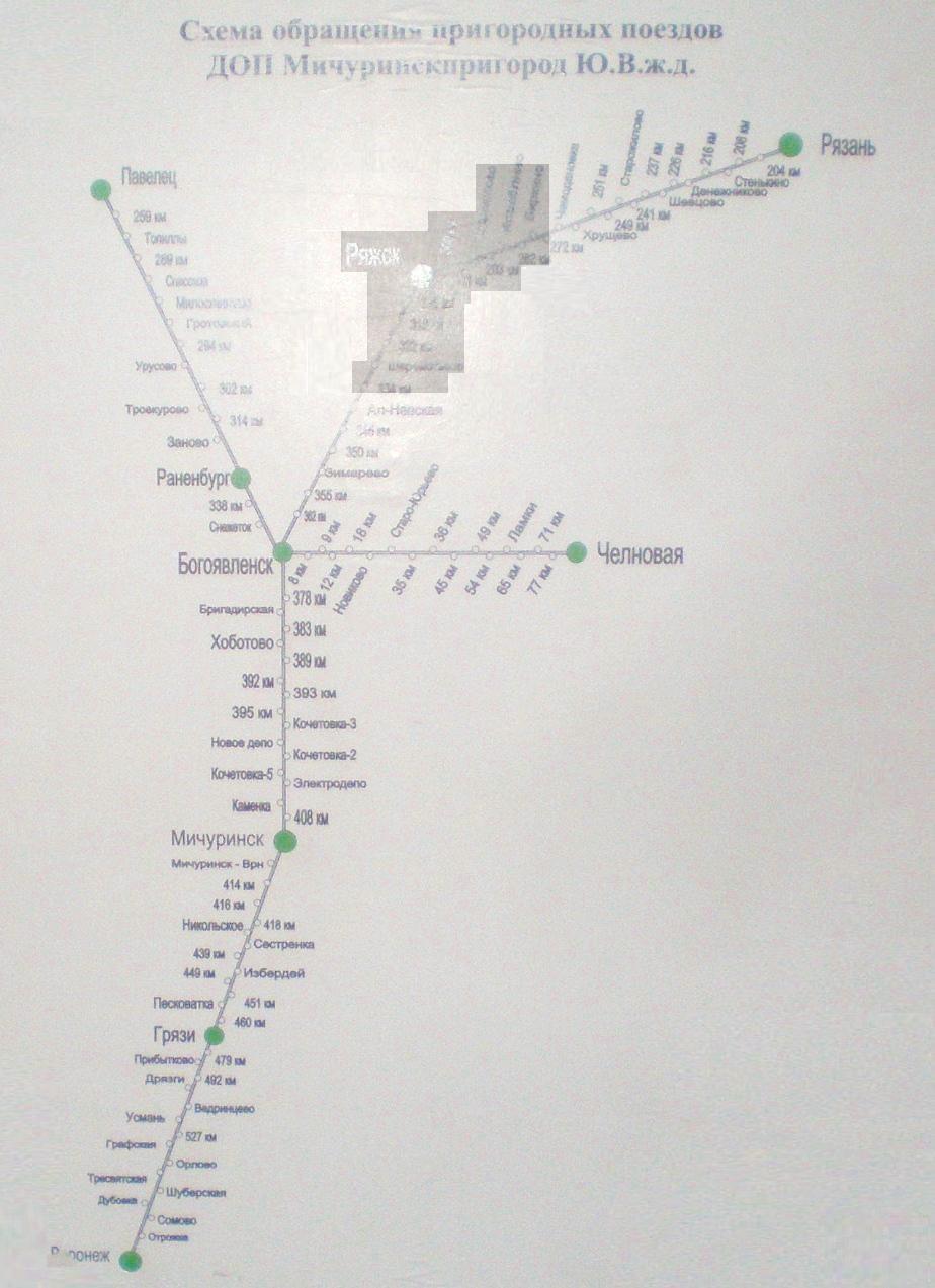 Отдельные фотографии объектов железнодорожного транспорта на территории Тамбовской области —   «Cхемы обращения пригородных поездов»